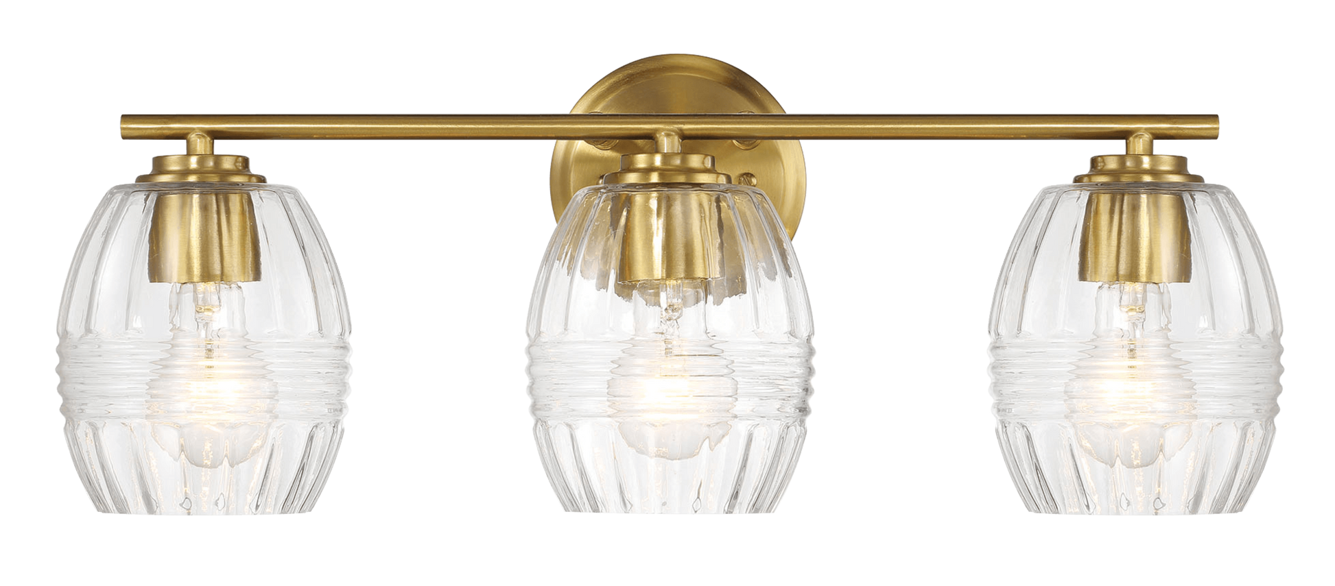 Luster Three Lights Vanity With Clear Glass For Bathrooms Above Mirror Wall Lamp Satin Brass Clear,Gold Brass,Glass,Metal