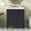 30'' Bathroom Vanity With Top Sink, Modern Bathroom Storage Cabinet With 2 Drawers And A Tip Out Drawer, Single Sink Bathroom Vanity Black Bathroom Solid Wood Mdf
