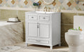 30'' Bathroom Vanity With Resin Sink, Solid Wood Frame Bathroom Storage Cabinet With Soft Closing Doors, Retro Style, White Same As Sw000118Aak White Bathroom Modern Solid Wood Mdf Resin