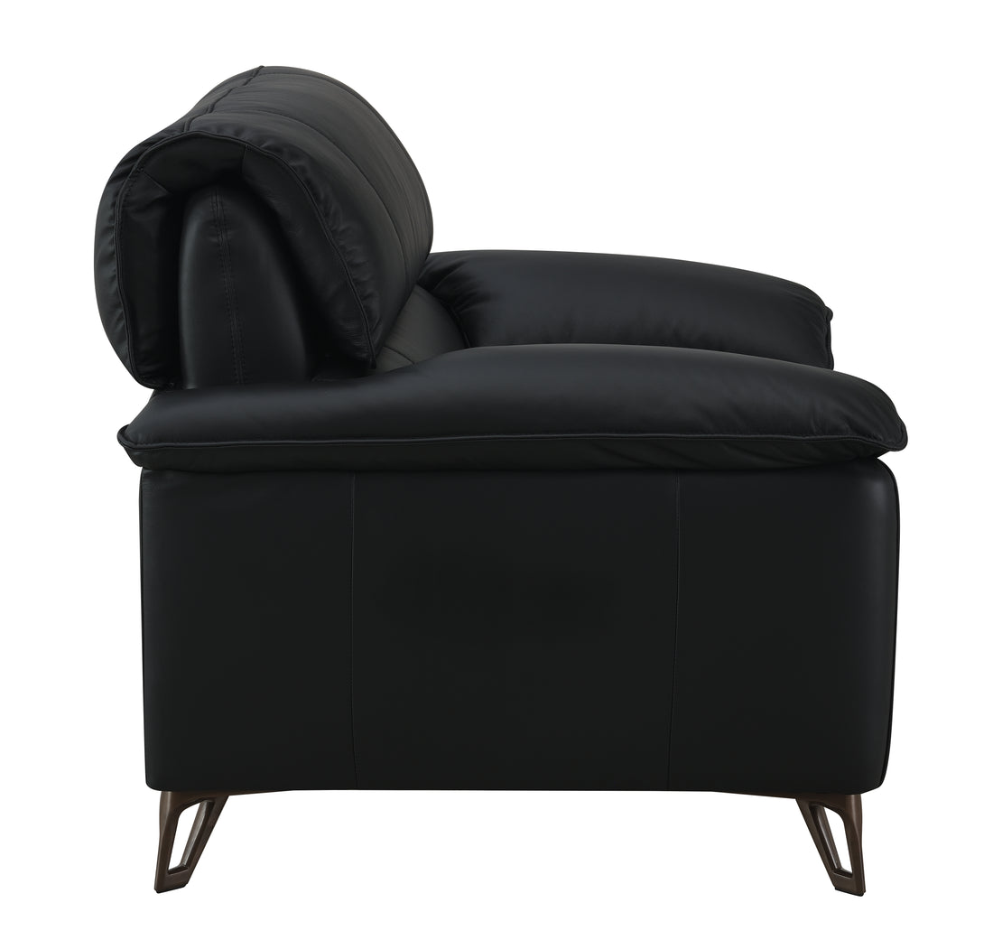 Eilene Chair, Black Top Grain Leather Lv03702 Black Upholstered