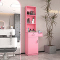 Pink Modern Simple Hair Desk, Multi Layer Storage Space Pink Mdf