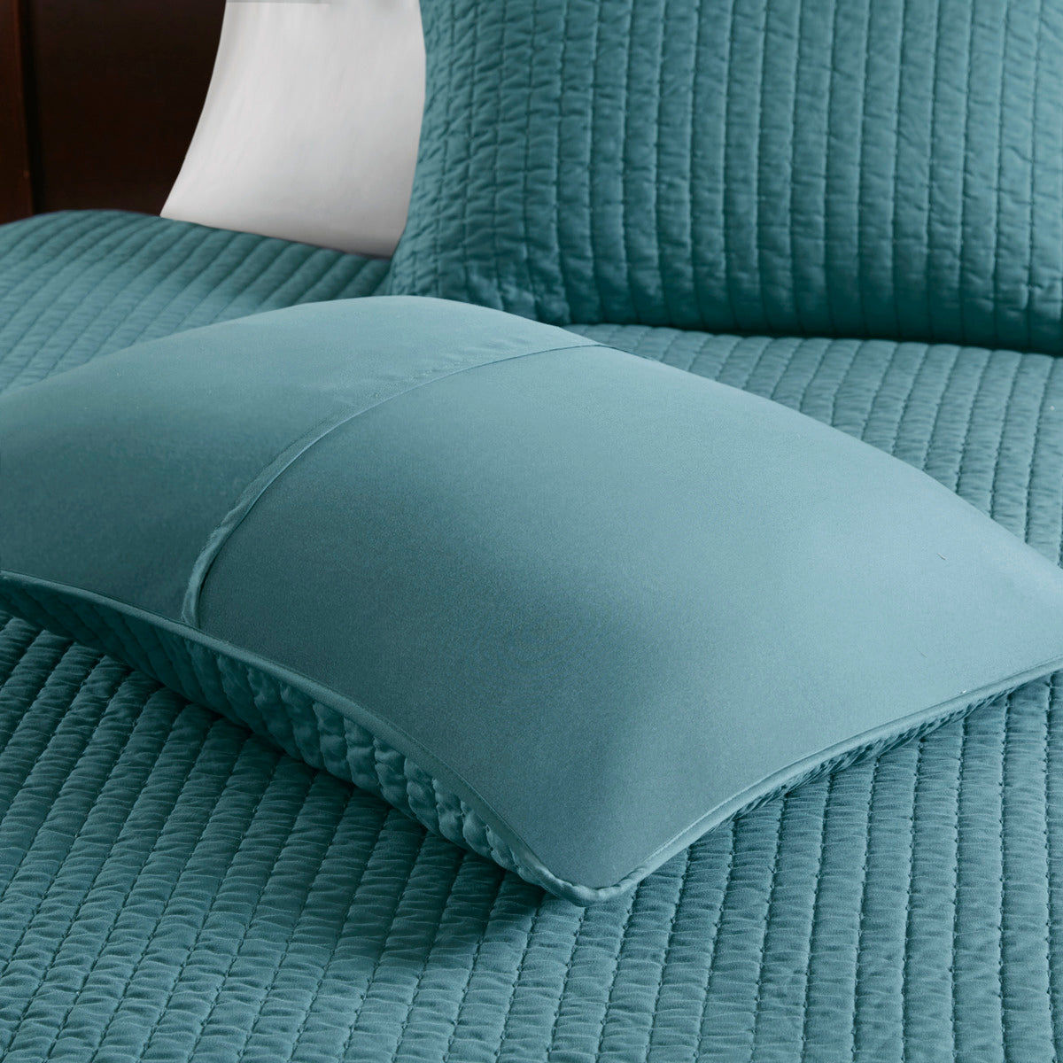 3 Piece Quilt Set Teal Full Queen Full Teal Microfiber