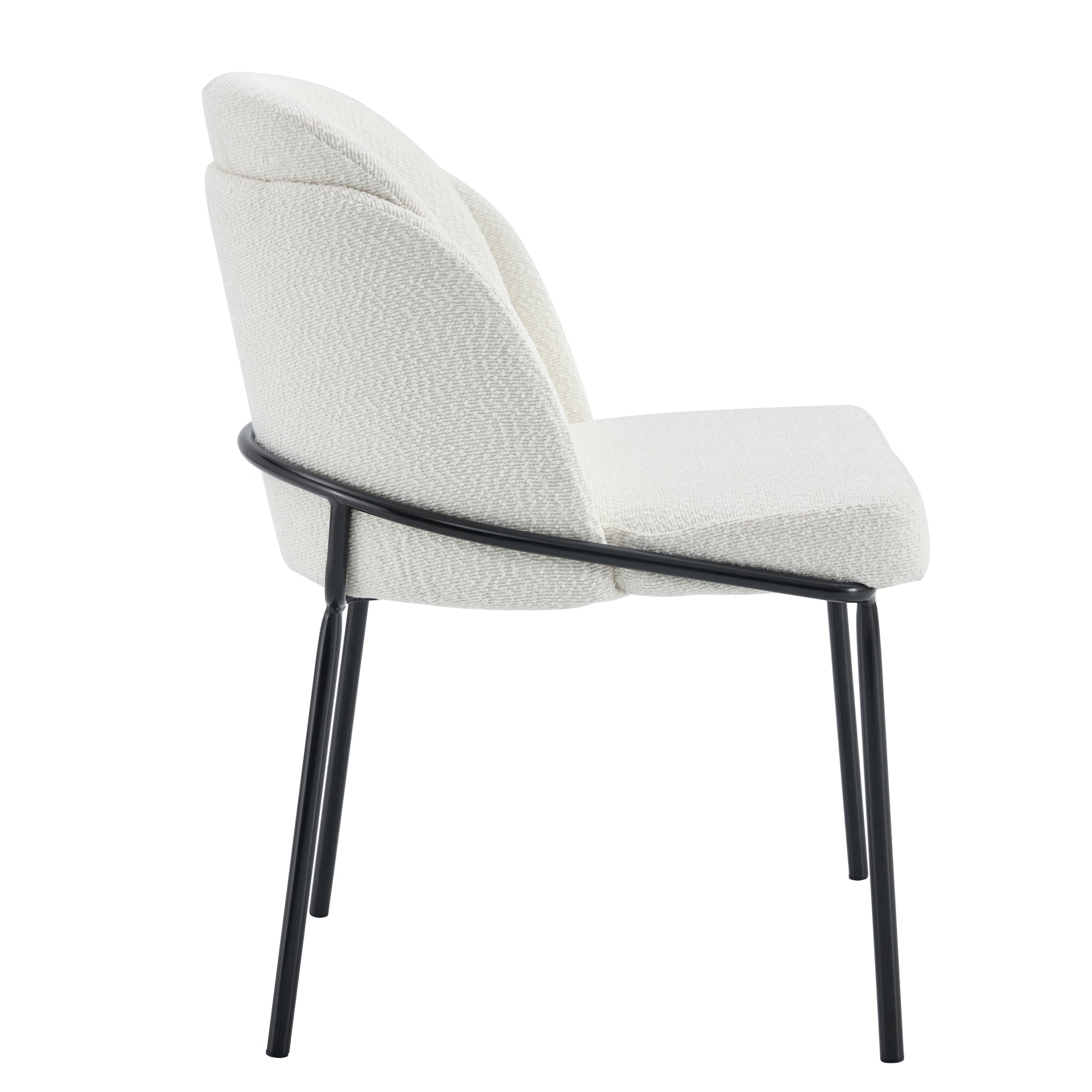 Set Of 2 Dinning Chair Antique White Fabric Metal