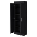 Dawson Pantry Cabinet With Sleek 5 Shelf Storage Black Kitchen Contemporary Rectangular Pine Particle Board Engineered Wood