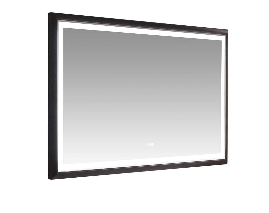 Bathroom Led Mirror Is Multi Functional And Each Function Is Controlled By A Smart Touch Button. Brown Aluminium