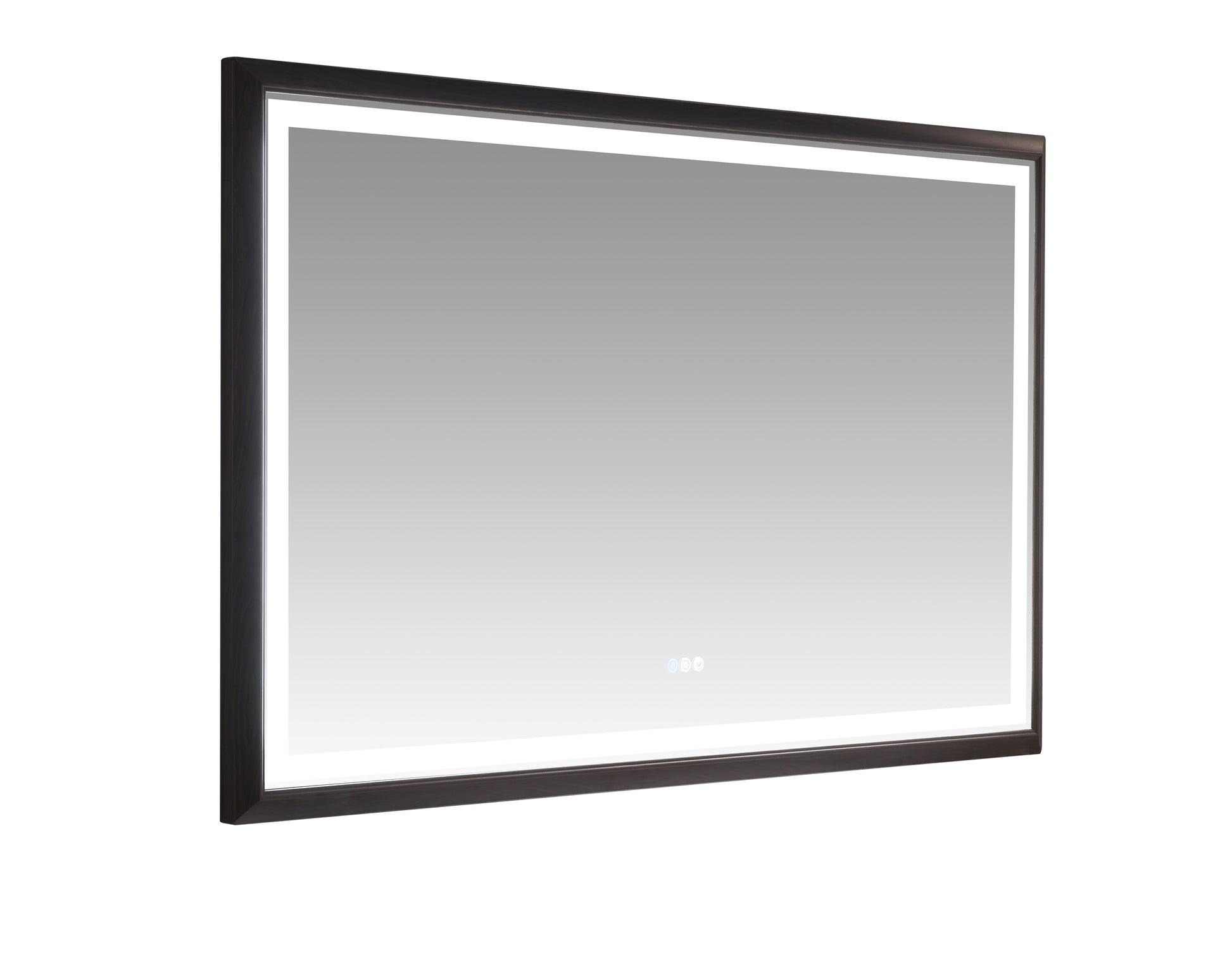 Bathroom Led Mirror Is Multi Functional And Each Function Is Controlled By A Smart Touch Button. Brown Aluminium