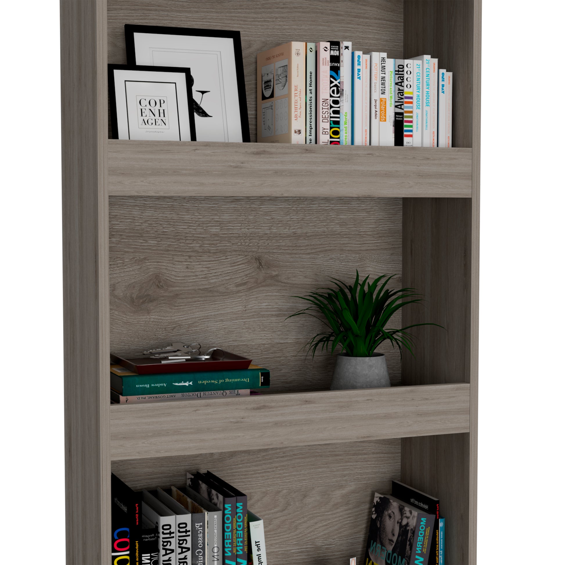 Durango Bookcase, Three Shelves, Double Door Cabinet Freestanding 3 4 Shelves Beige Primary Living Space Modern Mdf Engineered Wood