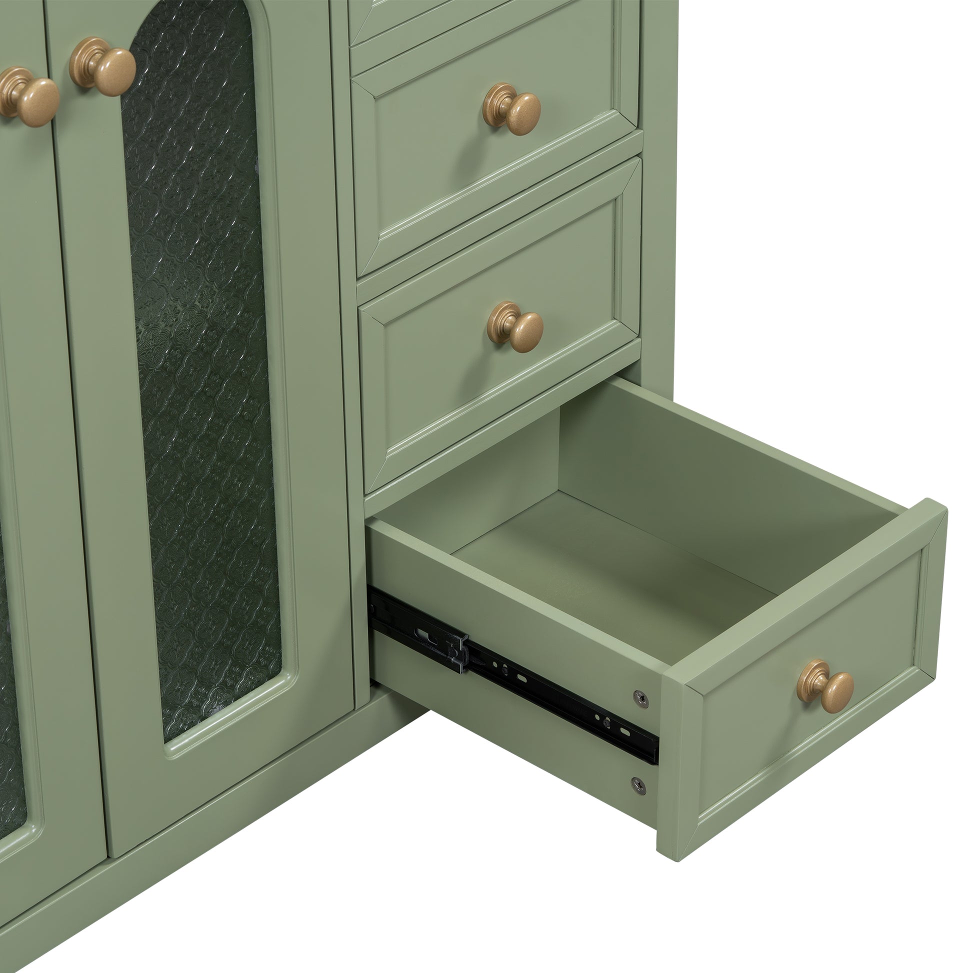 36 Inch Bathroom Vanity With Two Soft Close Doors, Adjustable Shelves And Three Soft Close Drawers Green Bathroom Solid Wood Mdf