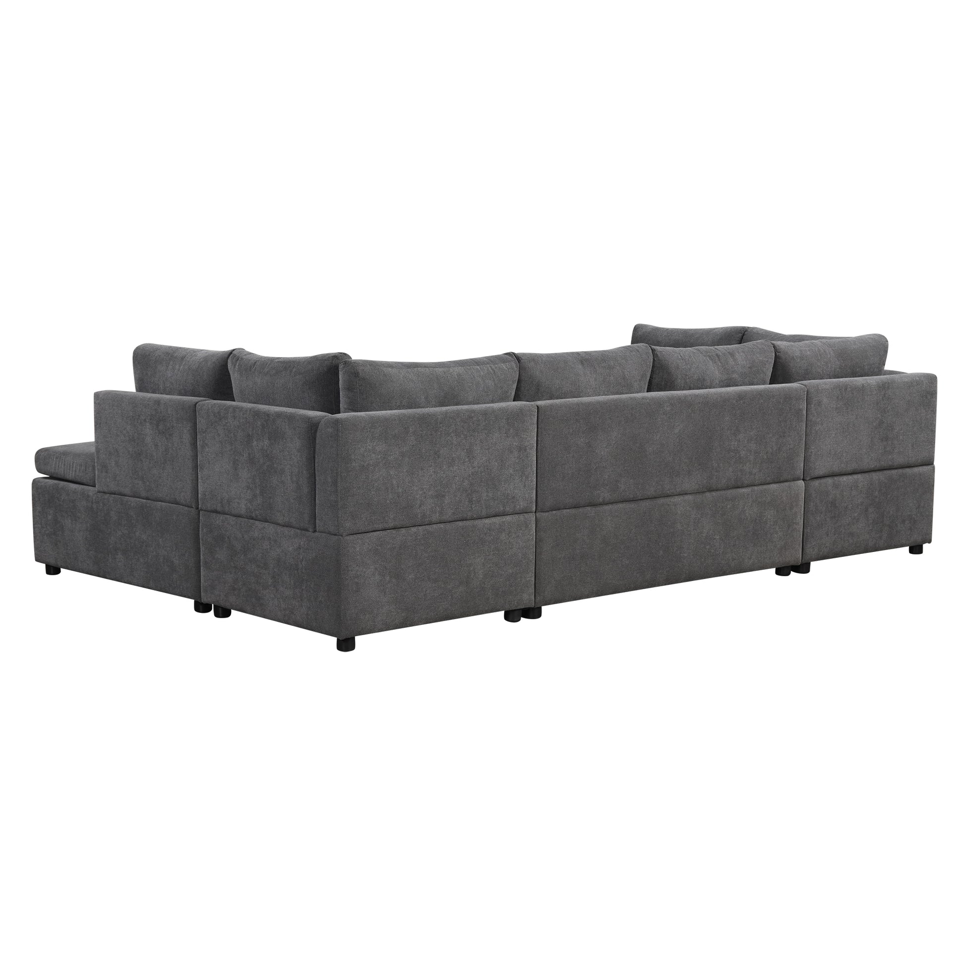 117.3" Oversized Sectional Sofa U Shaped Sofa Couch Pull Out Sofa Bed With Two Throw Pillows For Living Room, Gray Gray Foam Chenille 4 Seat