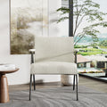Fx P91 Wt Sofa Chair Modern White Accent Chair With Metal Frame Stylish Upholstered Single Sofa, Perfect For Living Room, Bedroom, And Office Decor Temu Suitable White Linen