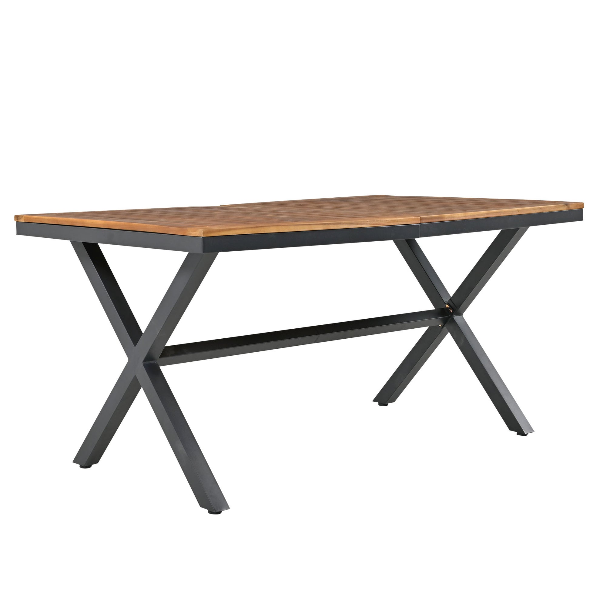 7 Pieces Patio Dining Set, All Weather Outdoor Furniture Set With Dining Table And Chairs, Acacia Wood Tabletop, Metal Frame, For For Garden, Backyard, Balcony, Green Yes Green Seats 6 Garden & Outdoor Complete Patio Sets Wood Wood Rope