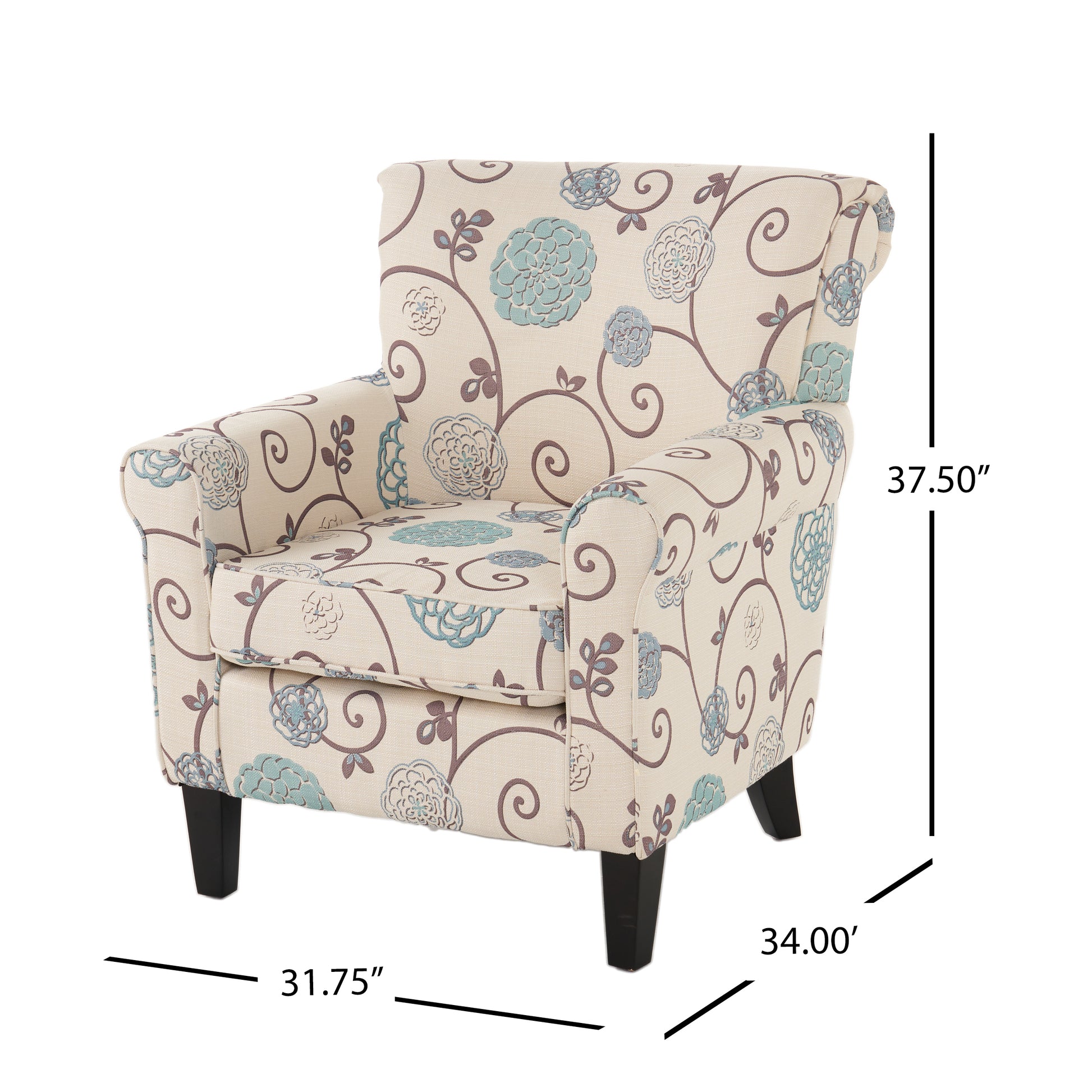 Jasmine Club Chair White Blue Fabric