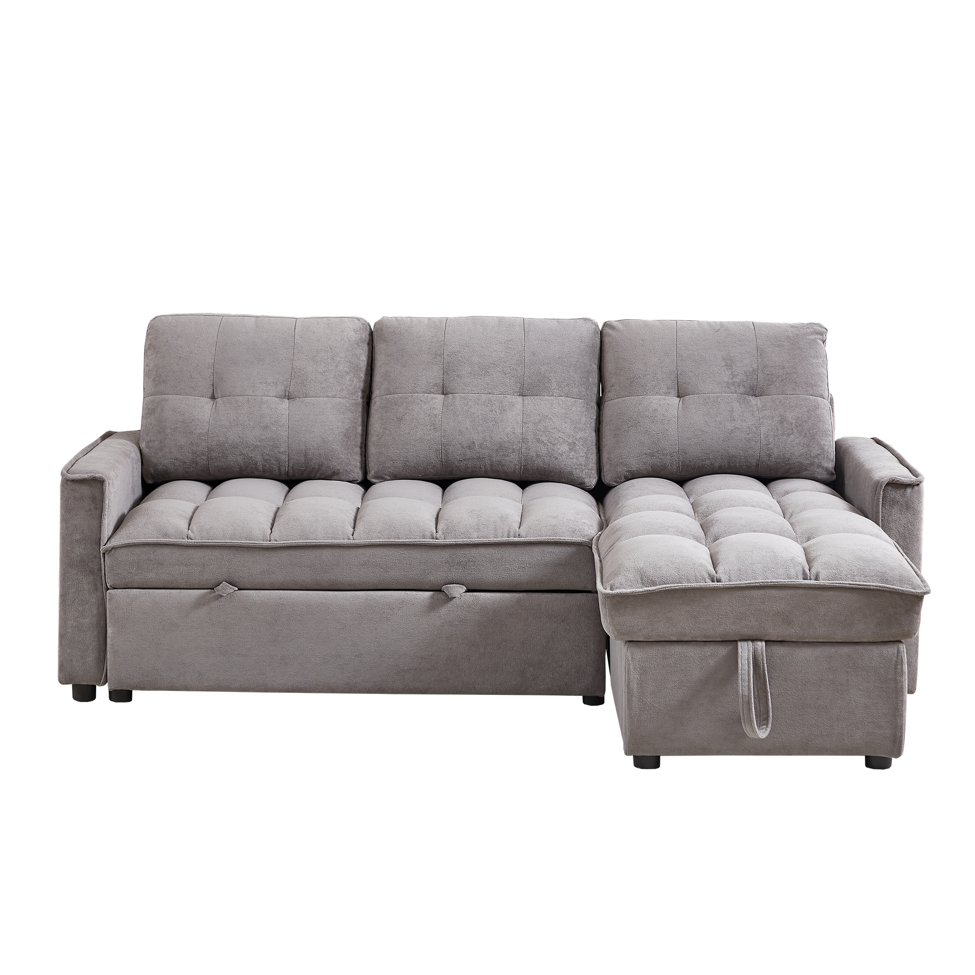 Mh 78.75" Reclining Sofa, Pull Out Sofa Bed With Usb And Tape C Charging Ports, L Shaped Sectional Sofa With Reclining Storage And Arm Side Organizer Pocket Features, Living Room Comfort Sofa Dark Grey Chenille Wood Primary Living Space Eucalyptus Foam