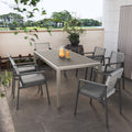 Outdoor Dining Set, Aluminum Dining Chair Set Of 6 With Rope Aluminum Dining Table With Faux Wood Top, Gray Black Black Grey Aluminium