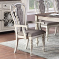 Transitional 9Pc Dining Set Dining Table W Oak Top 6Xside Chairs And 2X Arm Chairs Cushion Seat Antique White Kitchen Dining Room Wood Dining Room Distressed Finish Rubberwood Rectangular Dining Table With Chair Wood Wood Antique White,Gray,Oak Seats 8