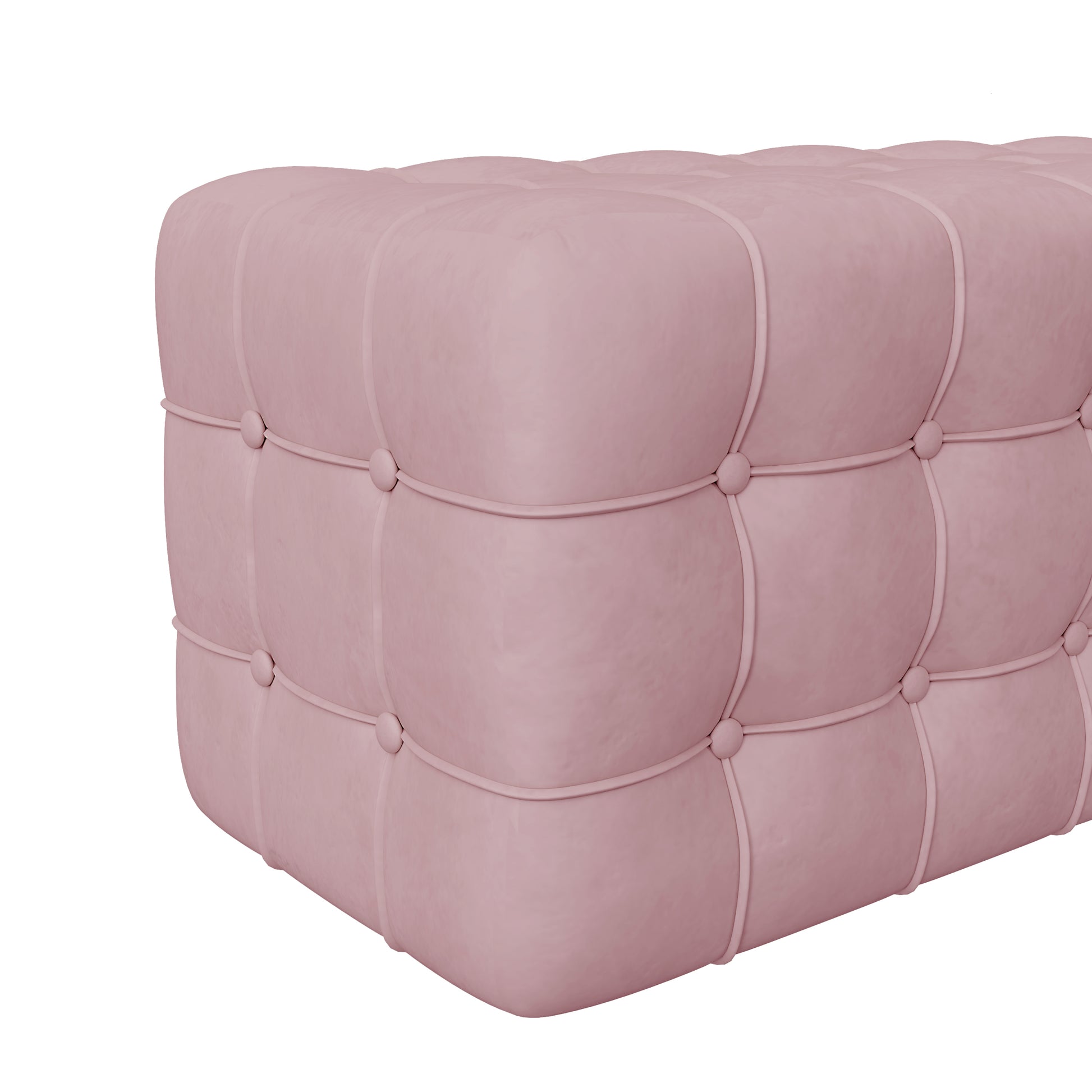 All Covered Velvet Upholstered Ottoman, Rectangular Footstool, Bedroom Footstool, No Assembly Required, Elegant And Luxurious, Pink Pink Mdf