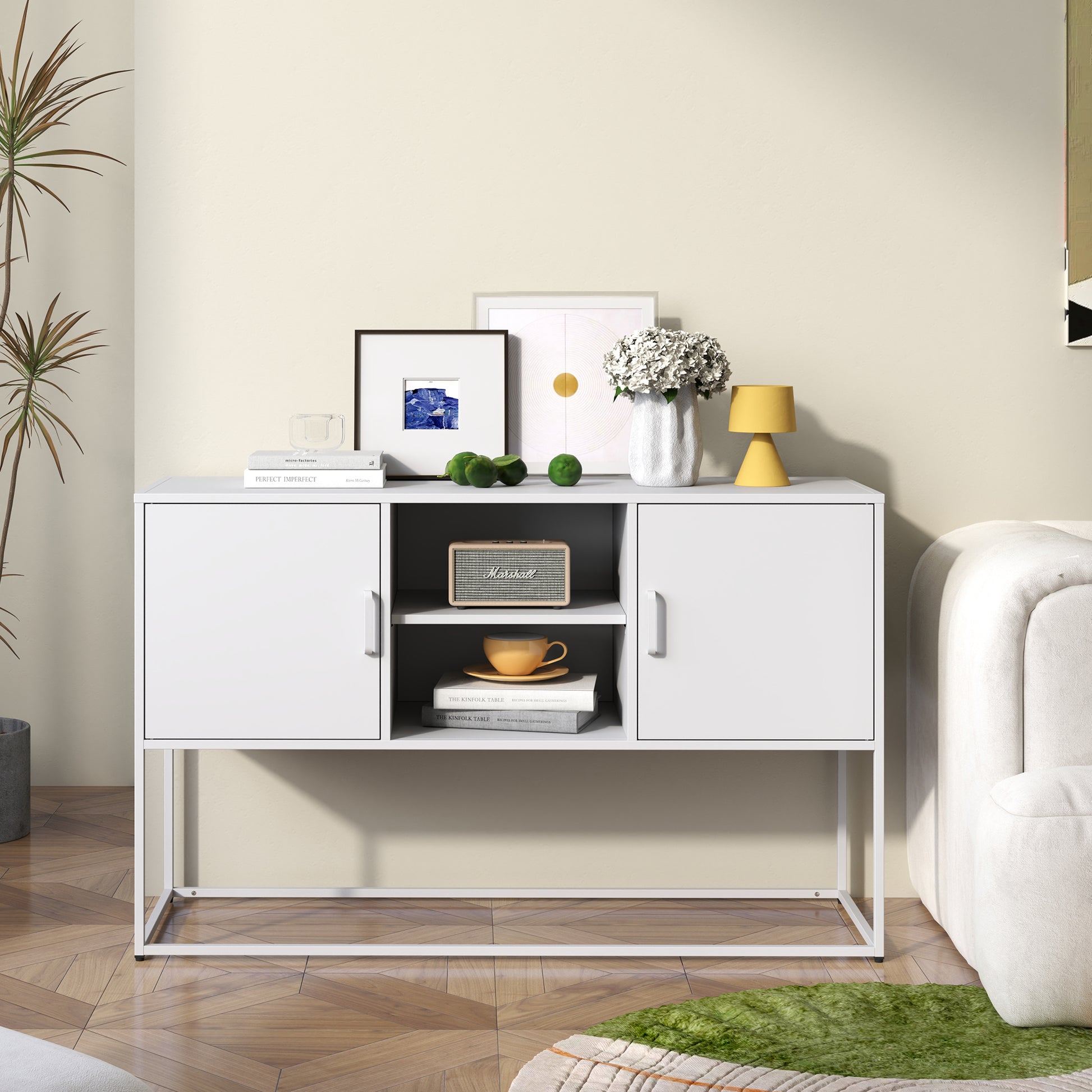 Modern Sideboard Buffet With Plenty Of Storage Space Anti Tilt Mechanism, Elegant Handles, Silent Magnetic Closures And Eco Friendly Finishes For Kitchen, Dining Room,Bed Room And Living Room Wall Mounted 5 Or More Spaces Antique White Primary Living