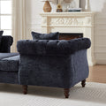 81 Inch Chenille Face To Face Chaise Lounge With Two Pillows,Nailhead Trim,Button Tufted Design And Rolled Arms For Lounge, Living Room And Office Blue Chenille 1 Seat