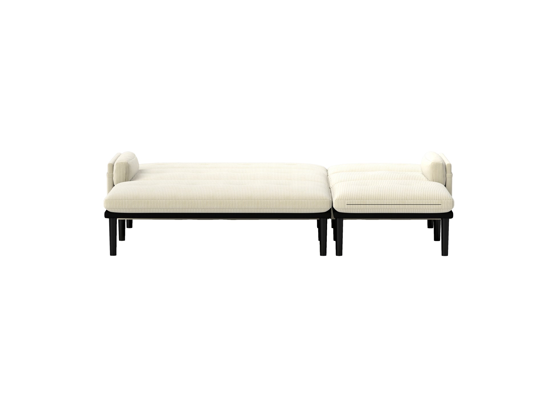 Ivory Corduroy Sectional Sofa: Convertible 3 Seater Sofa, L Shaped Sofa, And Bed Ivory Velvet Metal Primary Living Space Medium Soft Loose Back Pillow Top Arms Foam Fabric Metal 3 Seat