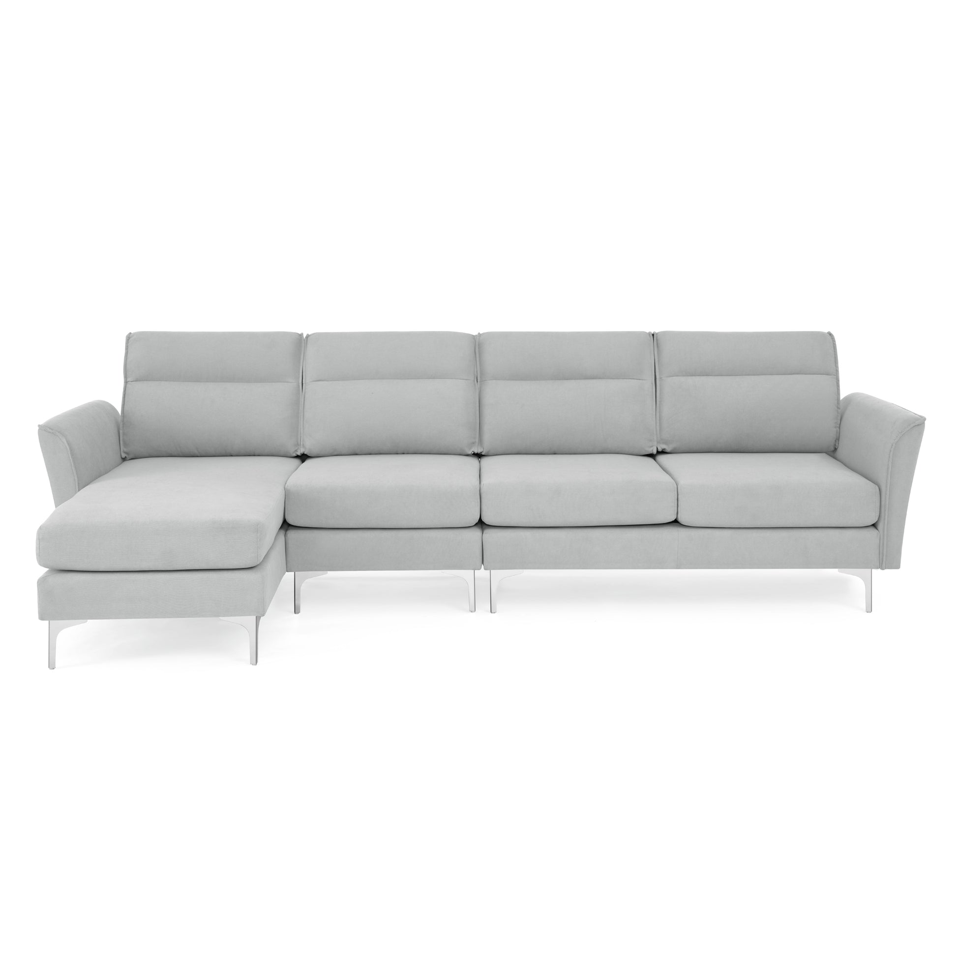 Modern Sofa 3 Seat Couch With Stainless Steel Trim And Metal Legs For Living Room,Gray Gray Foam 3 Seat