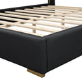 Full Size Upholstered Platform Bed With Metal Strips, Black Full Black Pu