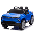 12V Kids Ride On Car W Parents Control,Licensed Chevrolet Silverado,Four Wheel Suspension,Led Lights,Bluetooth,Music,Usb,Mp3,Power Display,Speeds 1.86 3.11Mph For Kids Aged 2 5. Blue Plastic