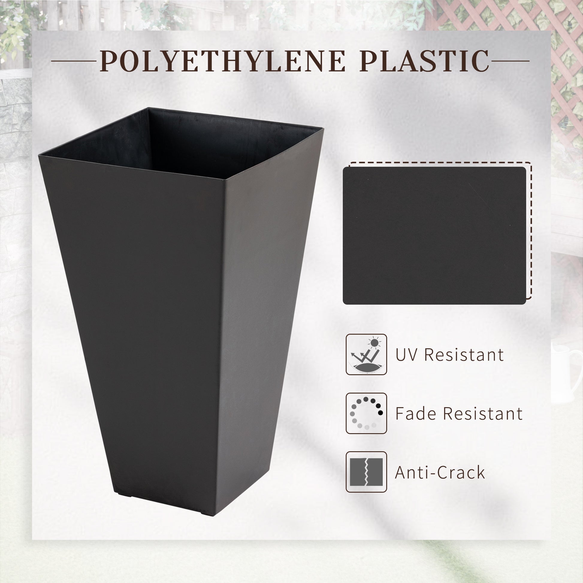 tall plastic planter pots Outsunny Set Of 3 Tall Planters With Drainage Hole, 28" Outdoor Flower