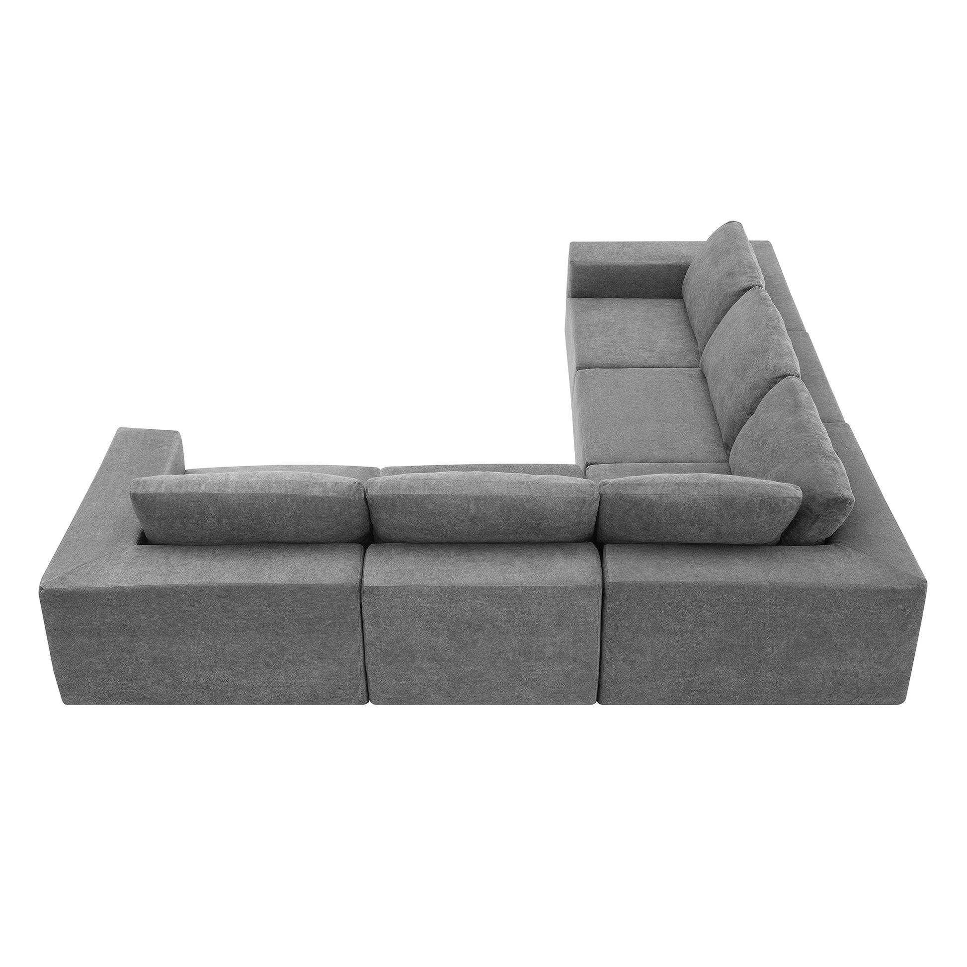 116*116" Modular L Shaped Sectional Sofa,Luxury Floor Couch Set,Upholstered Indoor Furniture,Foam Filled Sleeper Sofa Bed For Living Room,Bedroom,5 Pc Free Combination,3 Colors Gray Fabric 5 Seat