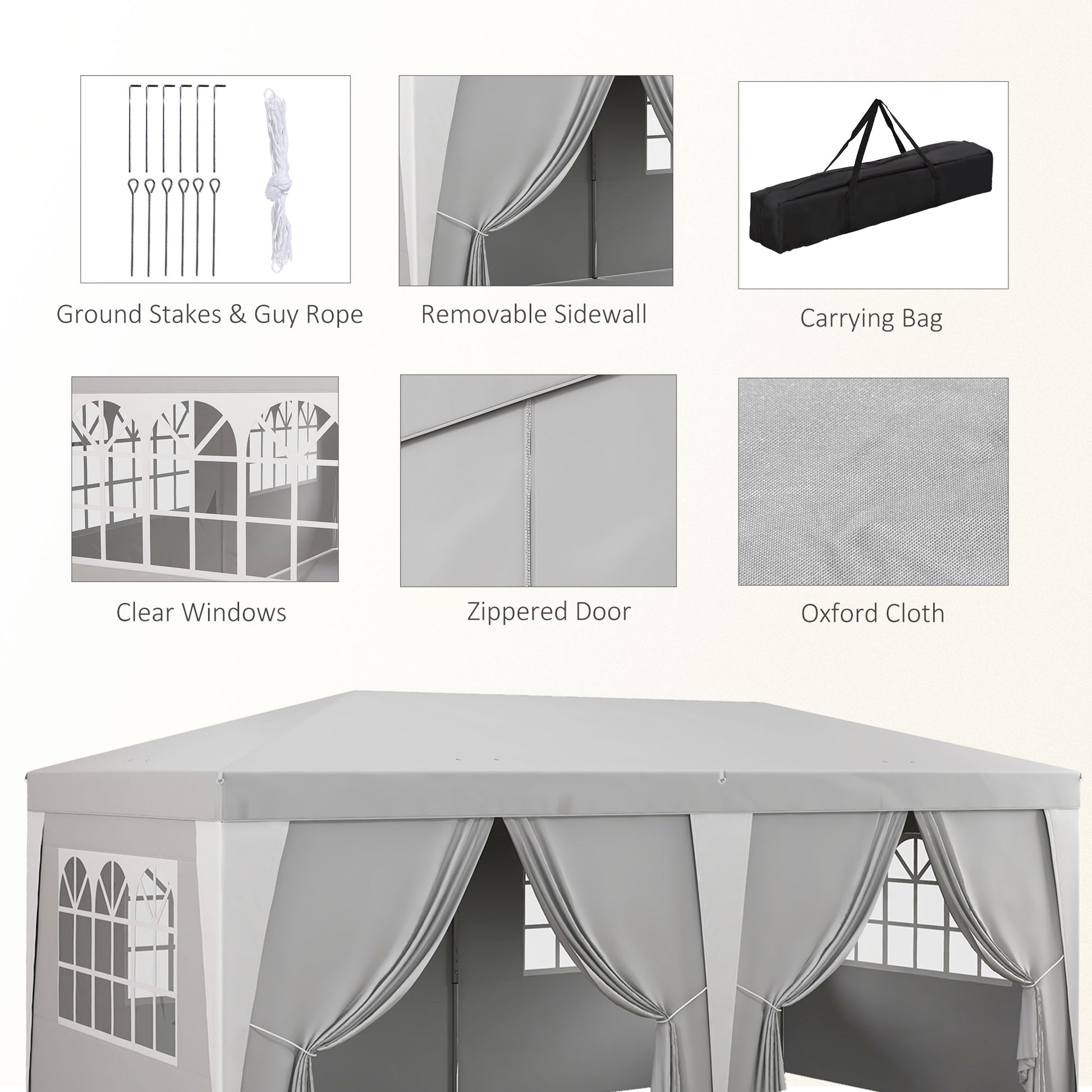 Outsunny 19 X 10' Pop Up Canopy Tent With 6 Removable Sidewalls, 4 Windows, Large Ez Up Canopy With Adjustable Height, Instant Shelter Gazebo For Outdoor Events, Party, Wedding, Gray Gray Steel