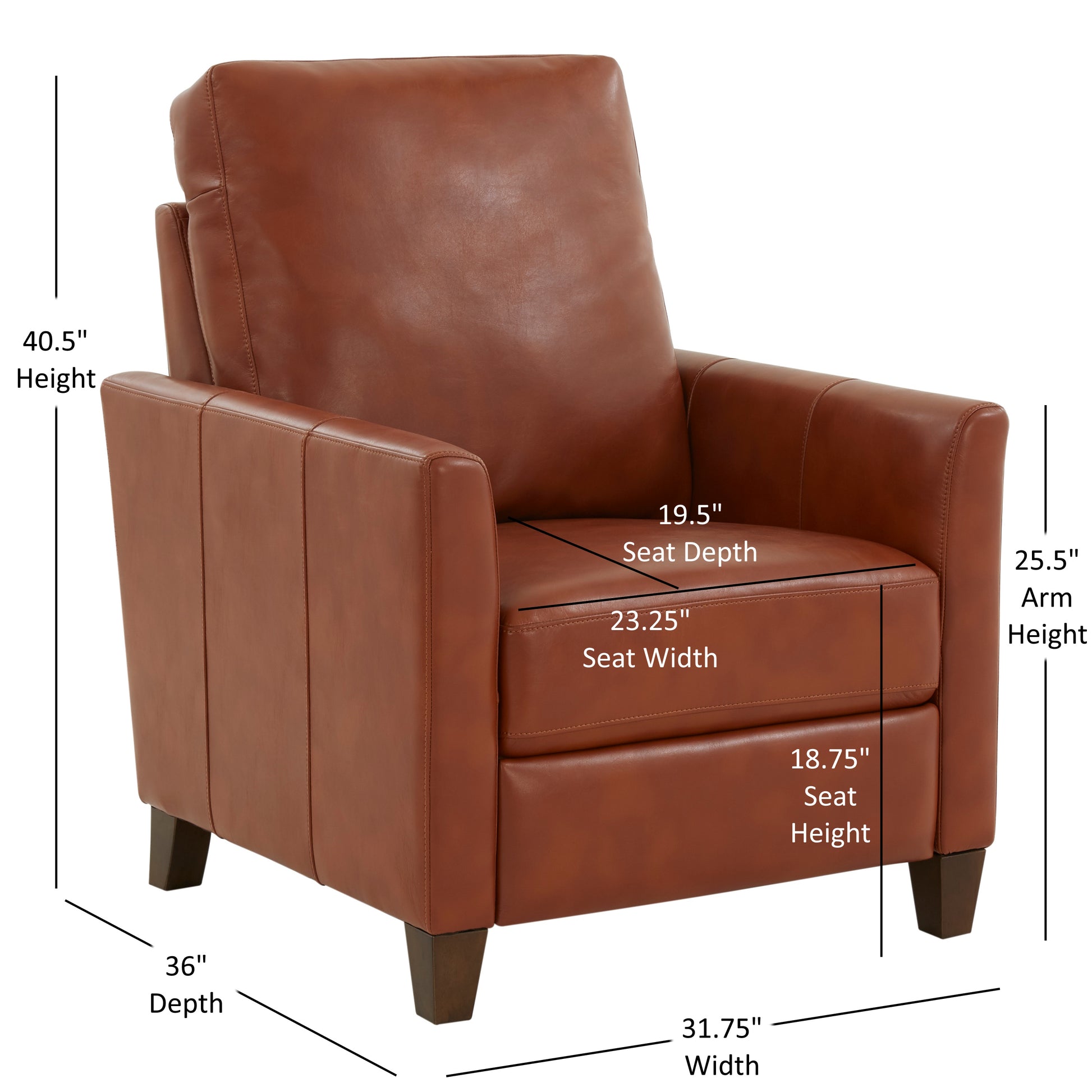 Pablo Caramel Faux Leather Modern Recliner Caramel Foam Faux Leather
