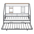 Twin Size Metal House Bed With Trundle, Black Twin Black Metal