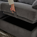 113.5'' Modular Sectiona Corduroy Sofa, Sectional Couches For Living Room U Shaped Sectional Couch With Storage Ottoman, 6 Seats Convertible Sectionals With Chaise Dark Gray Corduroy 6 Seat