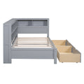 Wooden Twin Size Daybed With 2 Drawers, Daybed With Storage Shelf And Usb Charging Ports,Grey Twin Grey Wood