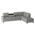 Modern Living Room 3 Piece Reversible Sectional With Drop Down Cup Holders Sofa Chaise Ottoman Storage Gray Microfiber Upholstered Tufted Details Gray Microfiber Wood Primary Living Space Modern L Shaped Plywood,Solid Wood 6 Seat