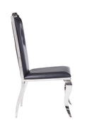 Black And Stainless Steel Side Chair With Cut Out Back Set Of 2 Solid Black And Silver Dining Room Side Chair Solid Back Set Of 2 Wood Fabric