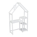 House Shaped Wooden Writing Desk,Kids Study Table,Bookshelf & Toy Storage,White Twin White American Design Pine