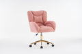 005 Teddy Fabric 360 Swivel Home Office Chair With Gold Metal Base And Universal Wheels,Pink Solid Pink Office Sponge Wipe Clean Modern Office Chairs Tufted Back Foam Swivel Teddy