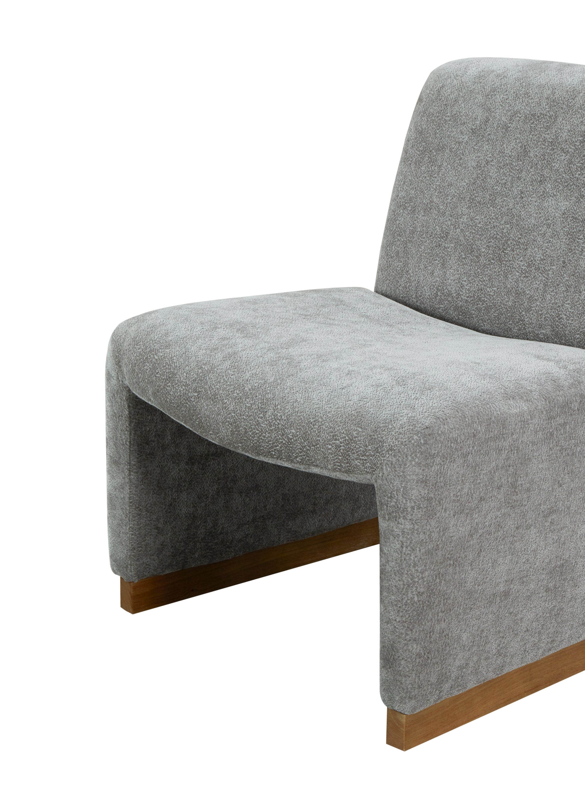 Comfy Accent Chair, Upholstered Slipper Chair, Armless Chair With Wood Legs And Soft Fabric For Living Room, Bedroom, Grey Gray Foam Wood Fabric