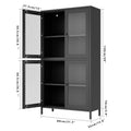 Classic Metal Storage Cabinet Display Cabinet With 4 Glass Doors 4 Shelves Cabinet Bookcase Side Cabinet For Home Office Living Room Kitchen Hallway Black, Waffle Grids Tempered Glass Freestanding 3 4 Shelves Black Office Glass Doors Classic Steel