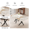 A Modern Minimalist Rectangular Dining Table With A 0.39 Inch Imitation Marble Tabletop And Black Metal Legs, Used In The Kitchen, Dining Room, Living Room, Conference Room, And Banquet Hall, F 1538 Black Glass