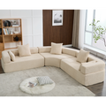 Arrived Oversized Combination Sofa,Curved Sofa,Upholstered 4 Seater Couch For Living Room, Modern Modular 3 Piece Free Combination, Semicircular Modular Sofaboucle, Khaki Khaki Polyester Primary Living Space Soft Tight Back Modern Square Arms Foam