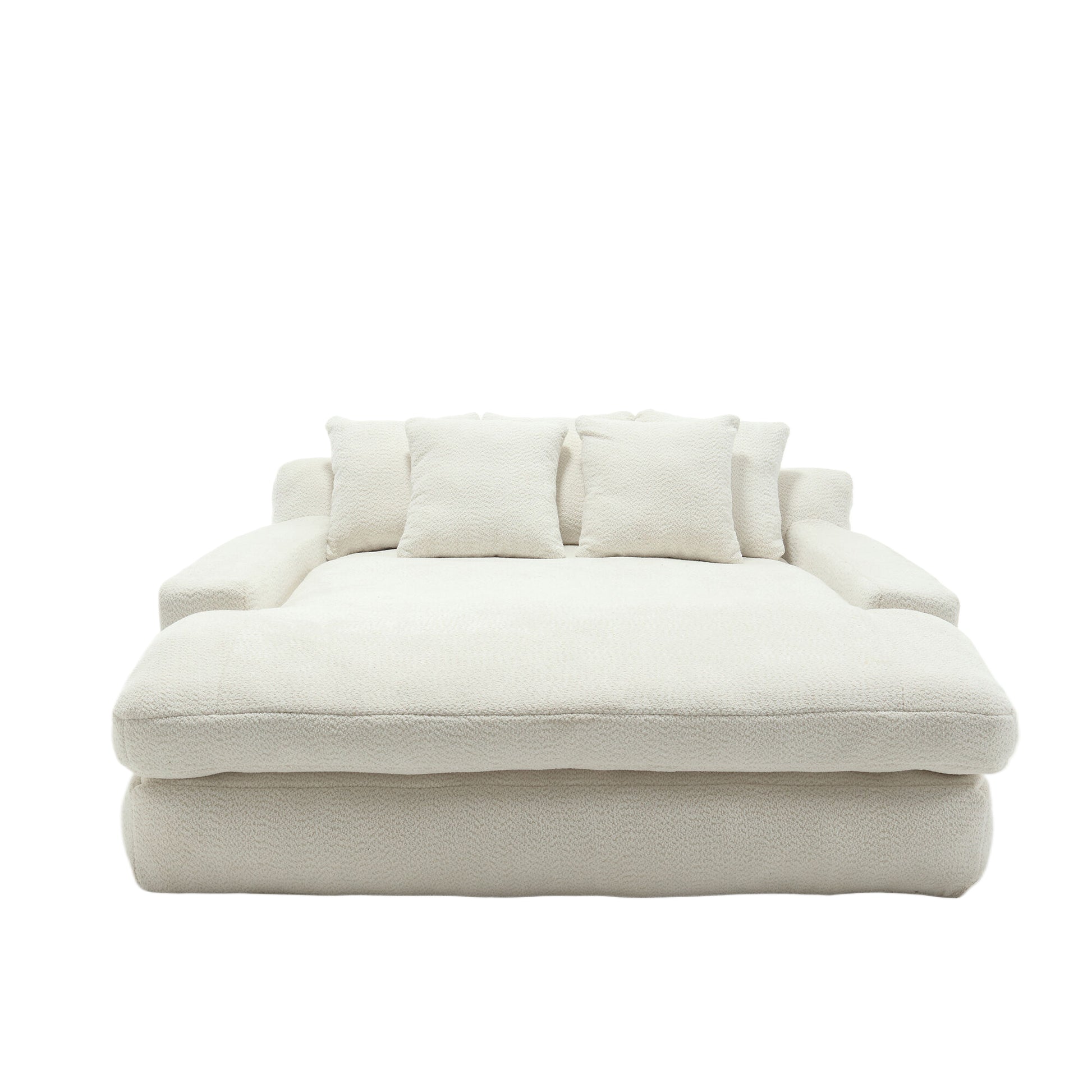 Coolmore Chenille 2 Seater Lazy Sofa With 5 Back Pillows,Comfy Sofa Deep Seat Couch For Living Room,Club White White Chenille 2 Seat