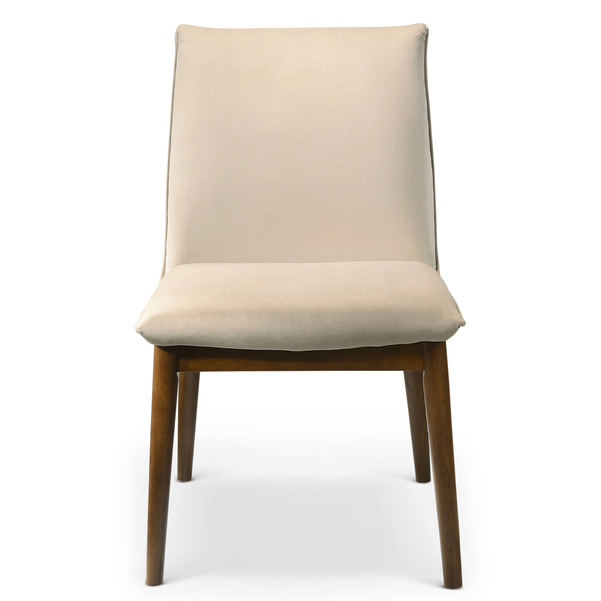 Monza Beige Velvet Dining Chair Set Of 2 Solid Beige,Brown Brown Dining Room Foam Wipe Clean Mid Century Modern Dining Chairs 1 Foam Solid Wood,Velvet