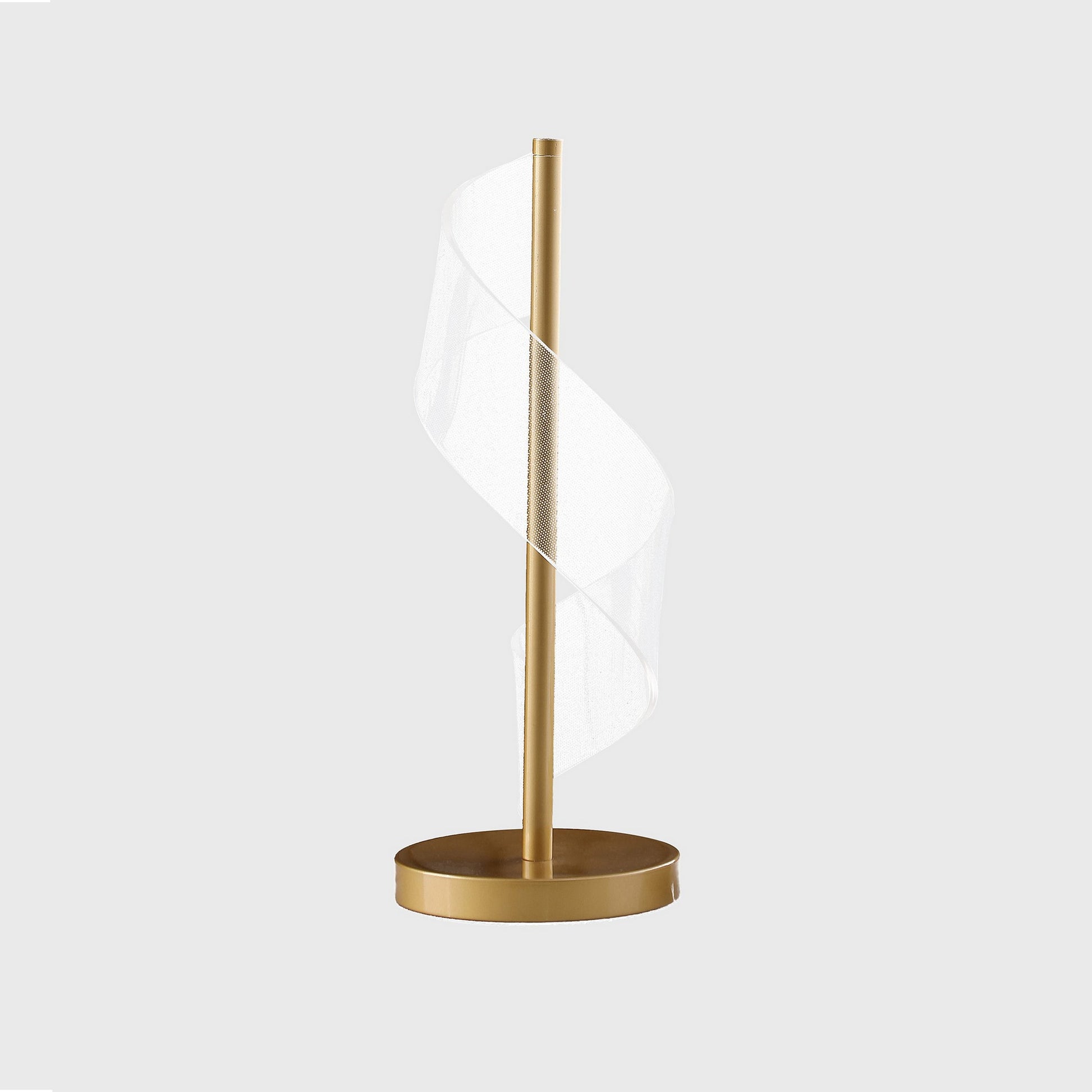 19 Inch Accent Table Lamp, S Design Wave Shade, Metal Base, White, Gold White Gold Acrylic