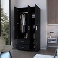 Douglas Armoire In Melamine, Two Drawers, Hanging Rod And 4 Doors. Black Bedroom Contemporary Particle Board Melamine