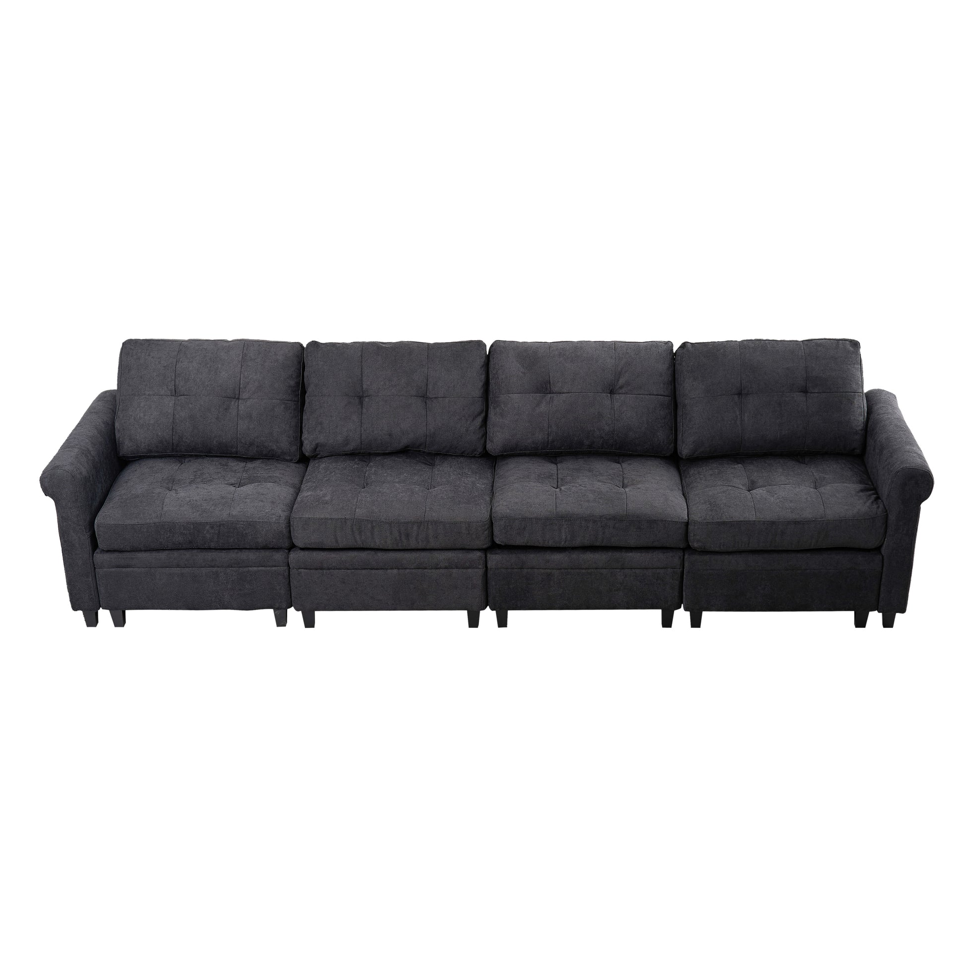 U Shaped Sectional Couch Convertible Sectional Couch With Double Chaise 6 Seat Sectional Sofa For Living Room Dark Gray Dining Room Fabric 6 Seat