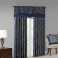 Jacquard Window Rod Pocket Valance With Beads Navy 50X18
