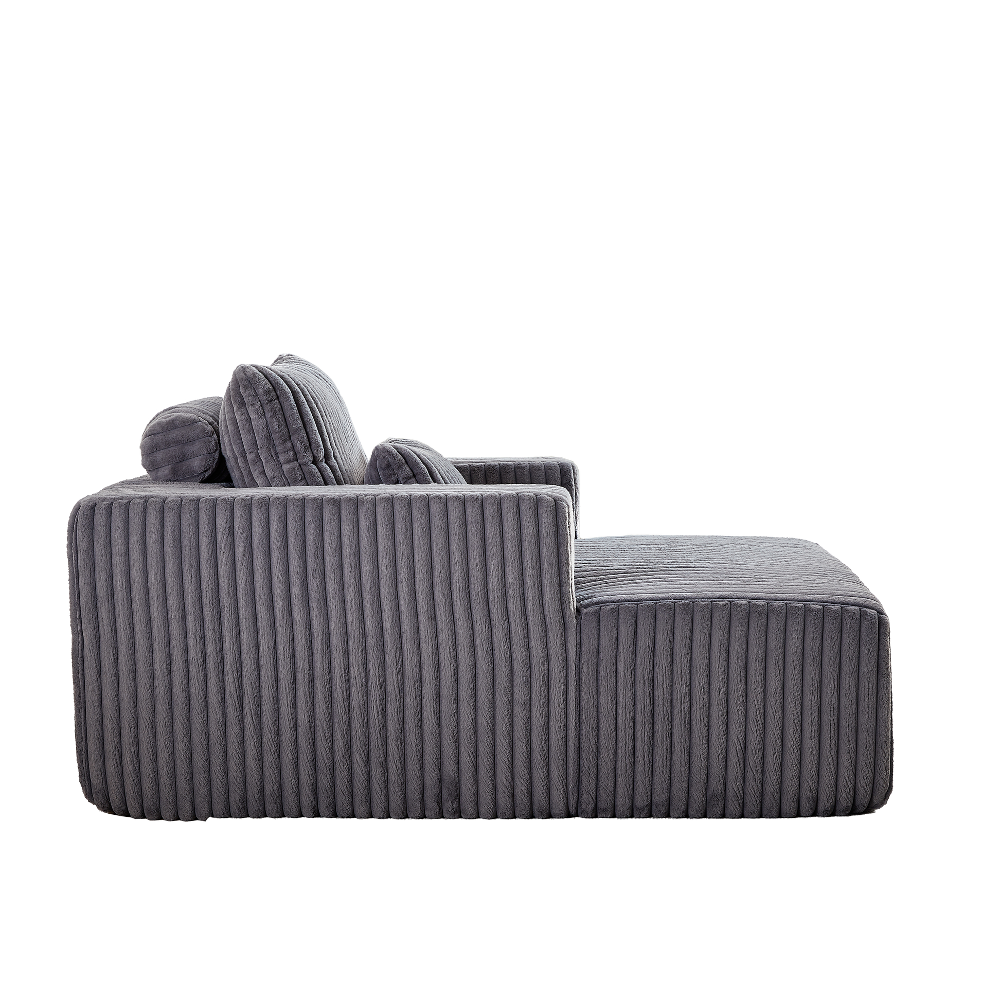 62.5 Inch Corduroy Sponge Sofa Lounge Chair,No Assembly Required,Fluffy Modern Sleeper Chair For Indoor Living Room Bedroom Grey Foam Corduroy 1 Seat