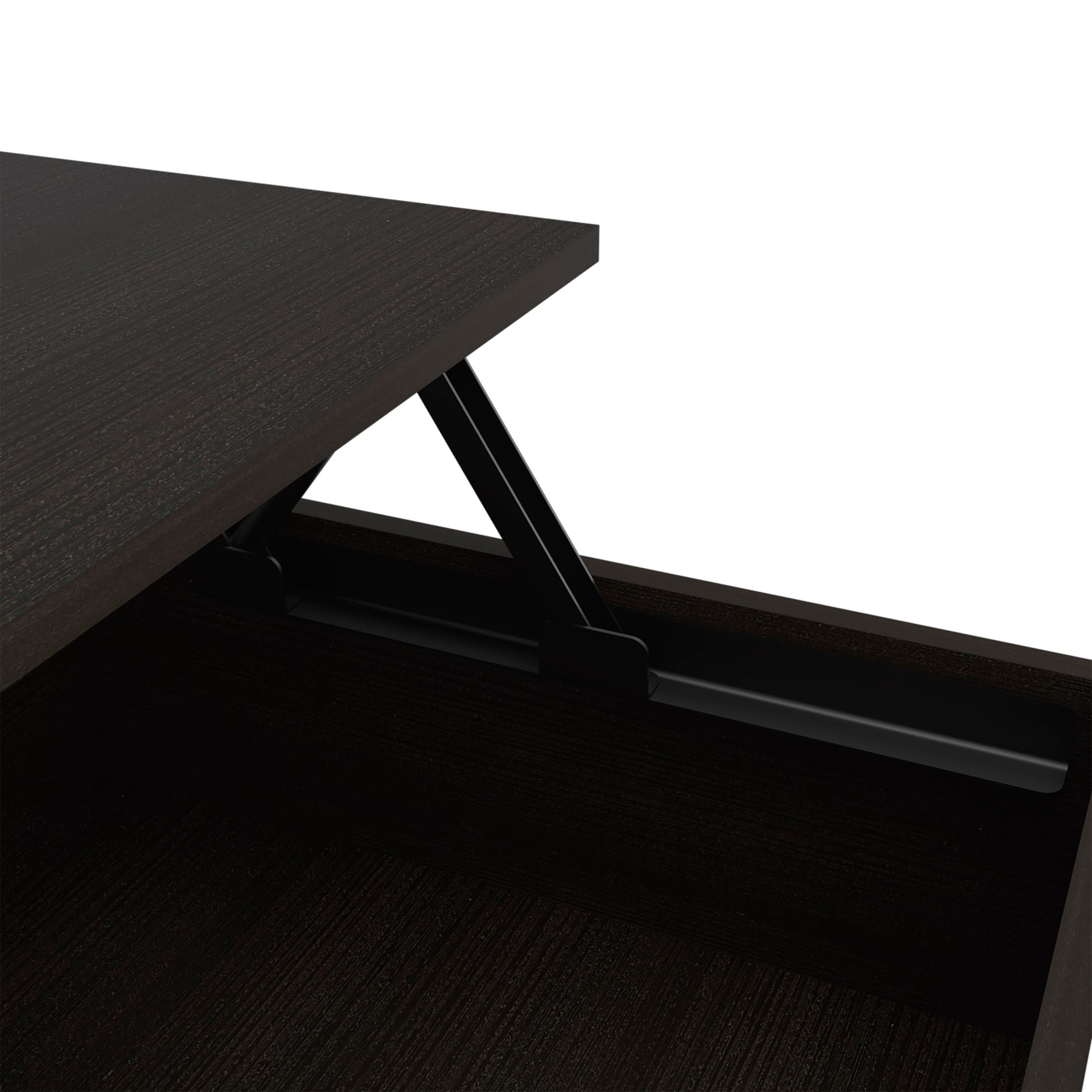 Aran Lift Top Coffee Table, Storage Compartment, Black Black Particle Board Particle Board