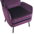 Wing Back Velvet Accent Chair, Modern Living Room Armchair Comfy Upholstered Single Sofa Chair For Bedroom Dorms Reading Reception Room With Metal Legs & Pillow, Purple Purple Velvet
